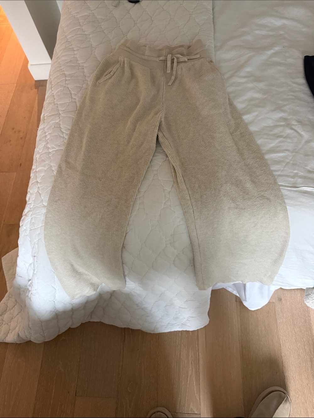Uniqlo Cream Knit Drawstring Pants